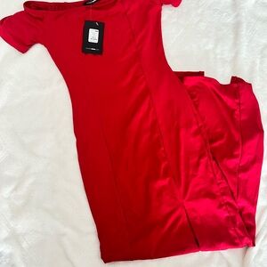 Fashionova Elegant Red Off-Shoulder Dress